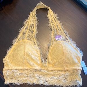 Yellow Flowered Lace Bralette